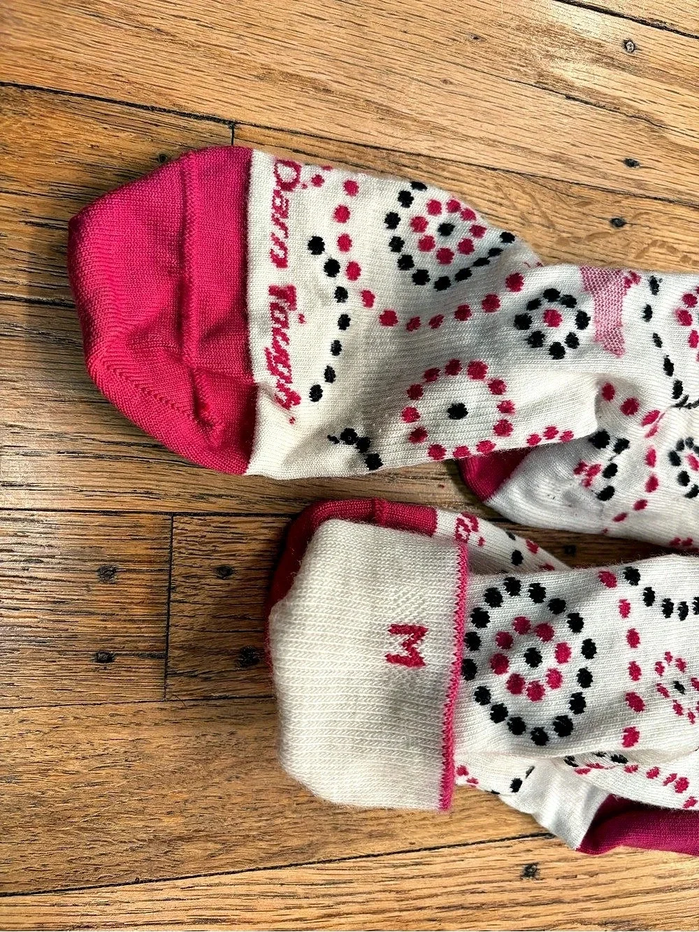 Darn Tough Ski Socks Pink & White Medium
